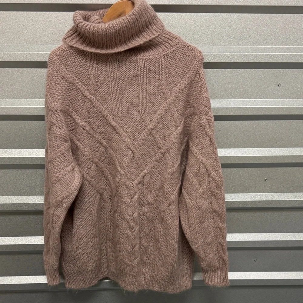ZARA Cozy Cable Knit Turtleneck Sweater Sz Small‎ Chunky Winter Fisherman Heavy